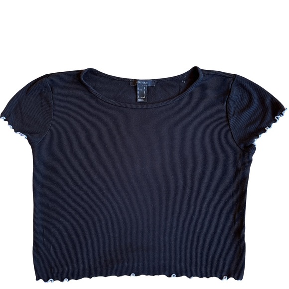 Forever 21 Tops - Forever 21 Black with white trim Crop Top Medium